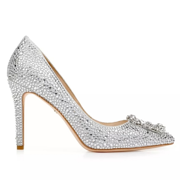 Badgley Mischka Cher II Silver Rhinestone Pump - 9.5 - Picture 3 of 14